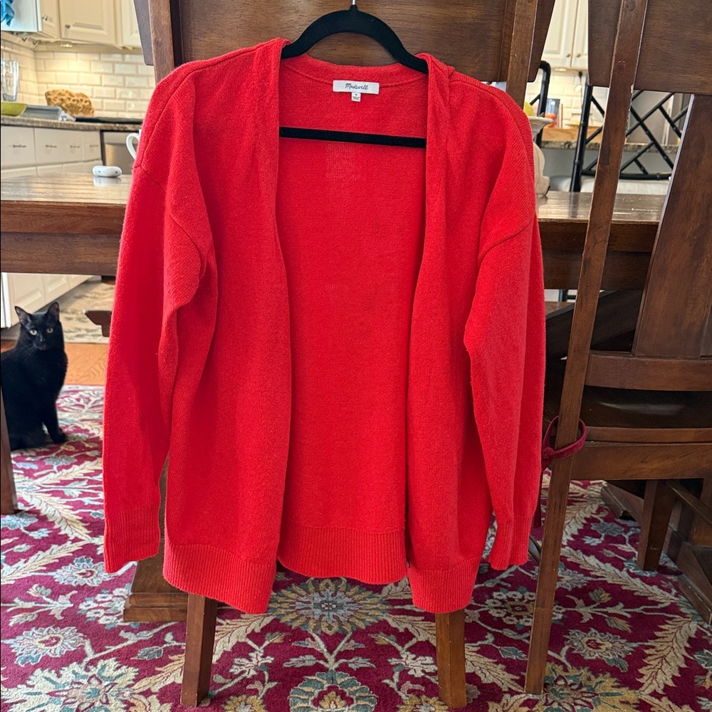 Madewell Red/Orange Open-Front Women's Wool Blend Cardigan